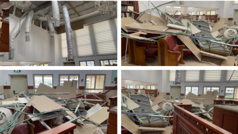 תקרה אקוסטית קרסה בבית הכנסת בשכונת הדסים - חדשות בשוהם